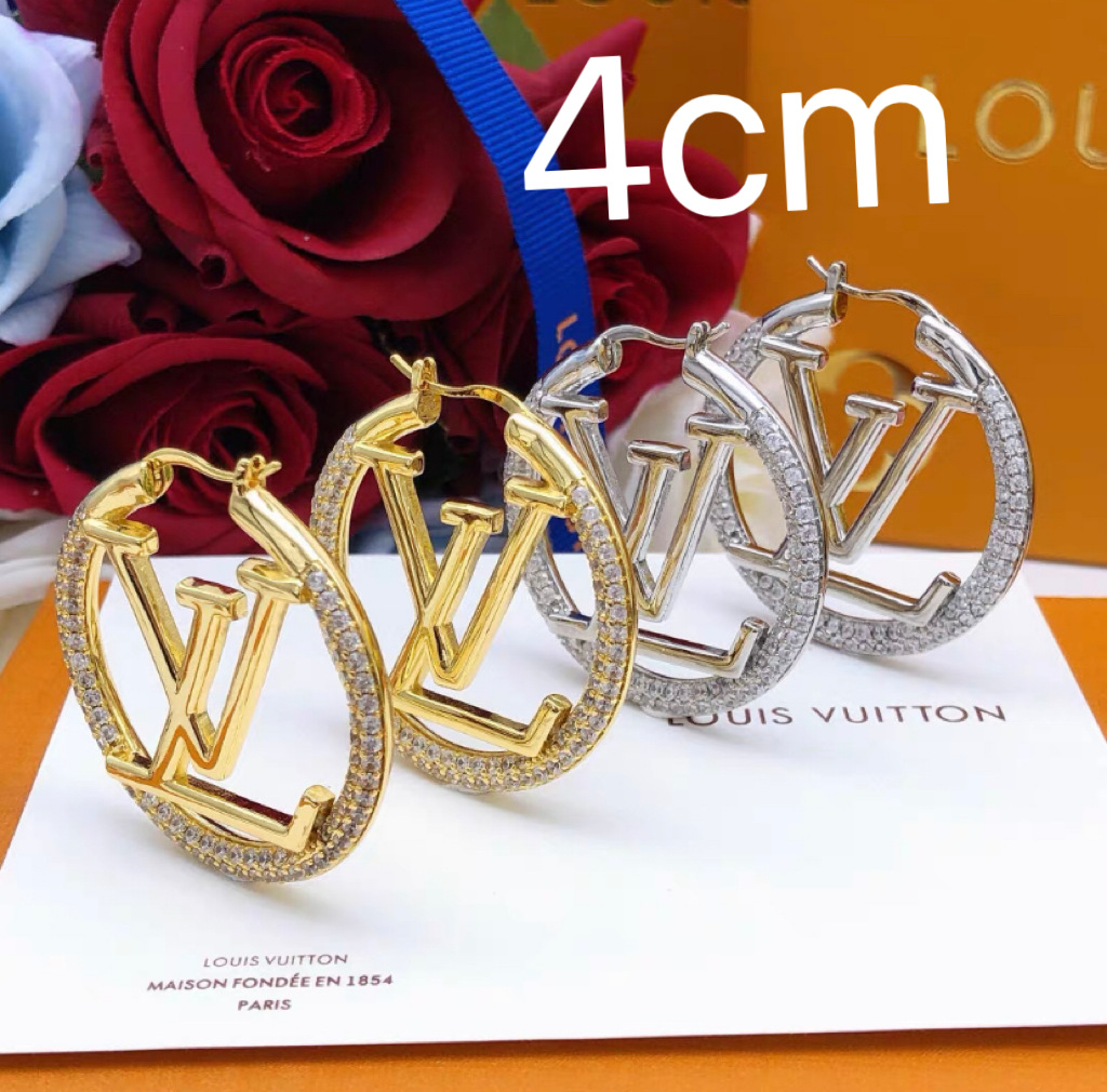 Louis Vuitton Louise by Night Hoop Earrings Metal Strass Gold