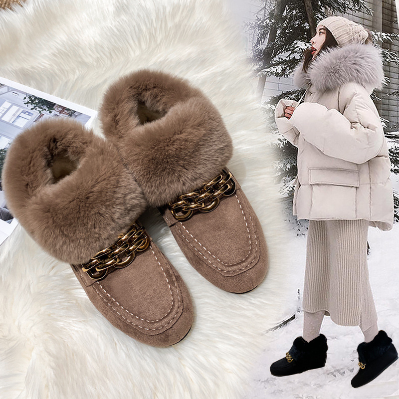 Hidden height increasing Tods women's winter fleece-lined 2023 new warm comfortable plush shoes women's outer wear thick-soled snow boots