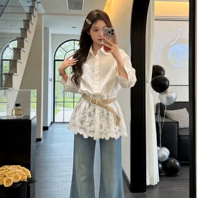 2026 New Unique and Beautiful White Lace Long-Sleeved Shirt for Women, Summer Plus-Size French Design Sun-Protective Top 2026 New Unique and Beautiful White Lace Long-Sleeved Shirt for Women, Summer Plus-Size French Design Sun-Protective Top