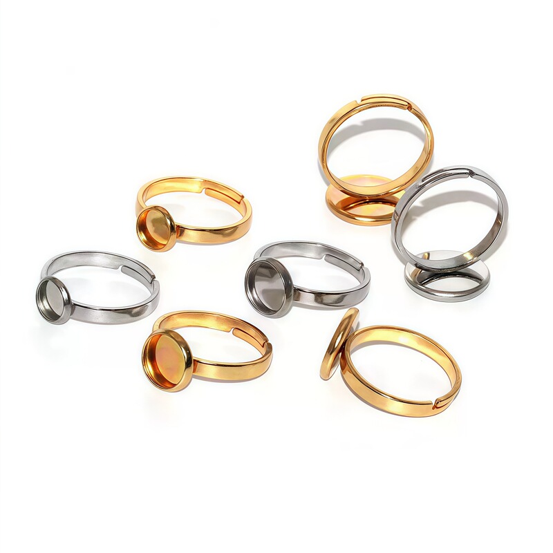 Stainless Steel 18K Gold Color-Preserving Ring Setting Open Ring Setting Gemstone Setting DIY Handmade Accessories Original Design Stainless Steel 18K Gold Color-Preserving Ring Setting Open Ring Setting Gemstone Setting DIY Handmade Accessories Original Design