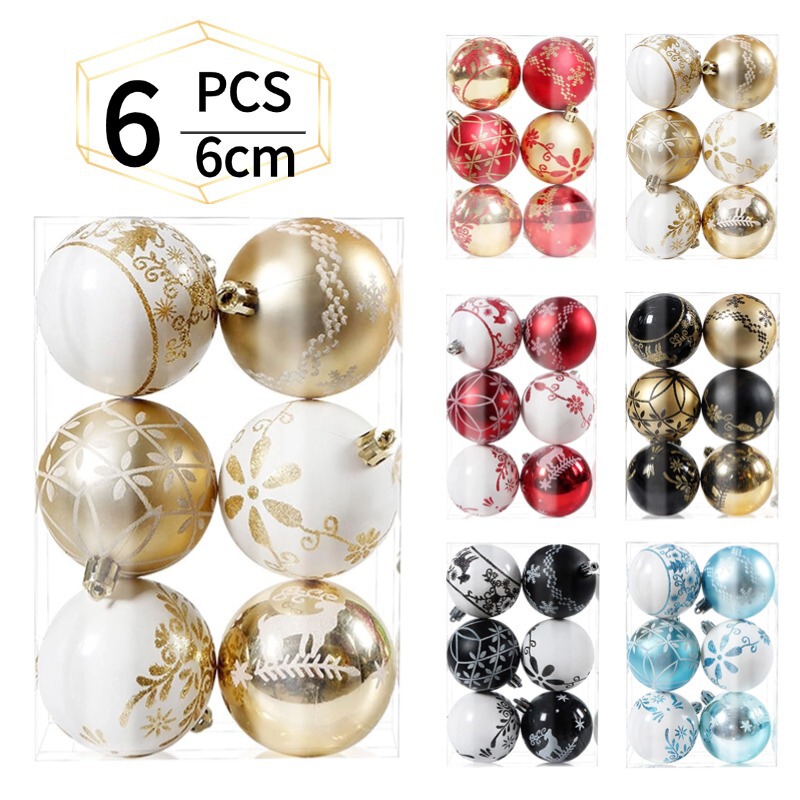 Cross-border New Christmas Decorations Pendant Christmas Tree Hanging 6cm Plastic Ball Decoration Christmas Ball