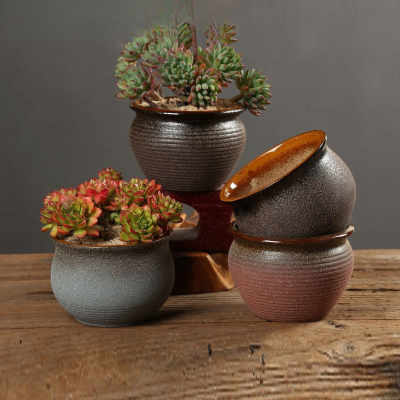 多肉陶磁器の植木鉢の大きいサイズの緑のロリの法師の古い杭は大口径の小さいサイズのデスクトップを植えます。|undefined