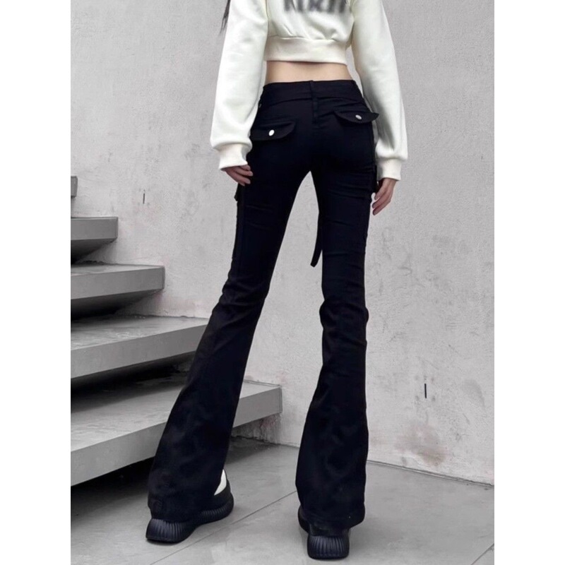Millennial Hot Girl Micro-Flared Jeans Women's Spring Black American Slim New Style Niche Workwear Pants