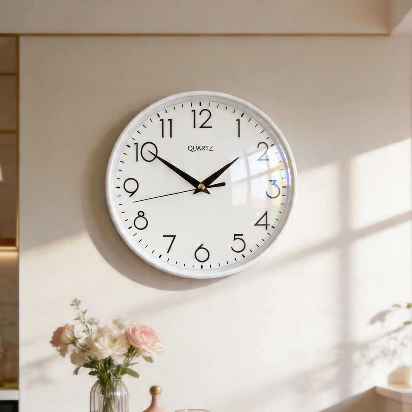 Moderno simple sin perforación reloj de pared sensación alta redonda decoración de la sala de estar reloj de pared doméstico silencioso al por mayor