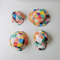 兒童帽子 INS彩虹格子男女童遮陽棒球帽寶寶個性塗鴉漁夫帽鴨舌帽