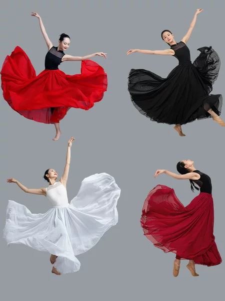 Classical Dance Large Swing Long Dress Modern Xinjiang Chiffon Performance Elegant Chinese Style 720 Degree Half-length Practice Dress
