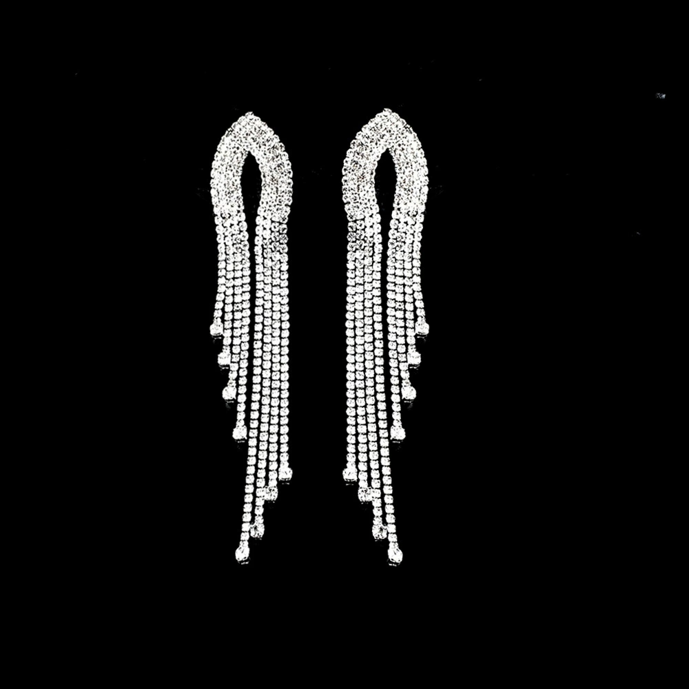 Новые длинные серьги со стразами в европейском и американском стиле S925, длинные серьги со стразами и кисточками, универсальные простые Многослойные серьги с преувеличенными бриллиантами