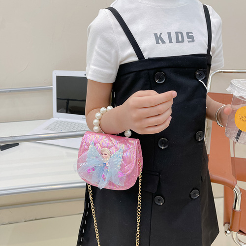 New style princess style shoulder bag cartoon anime girl pearl chain crossbody bag bow accessories small bag