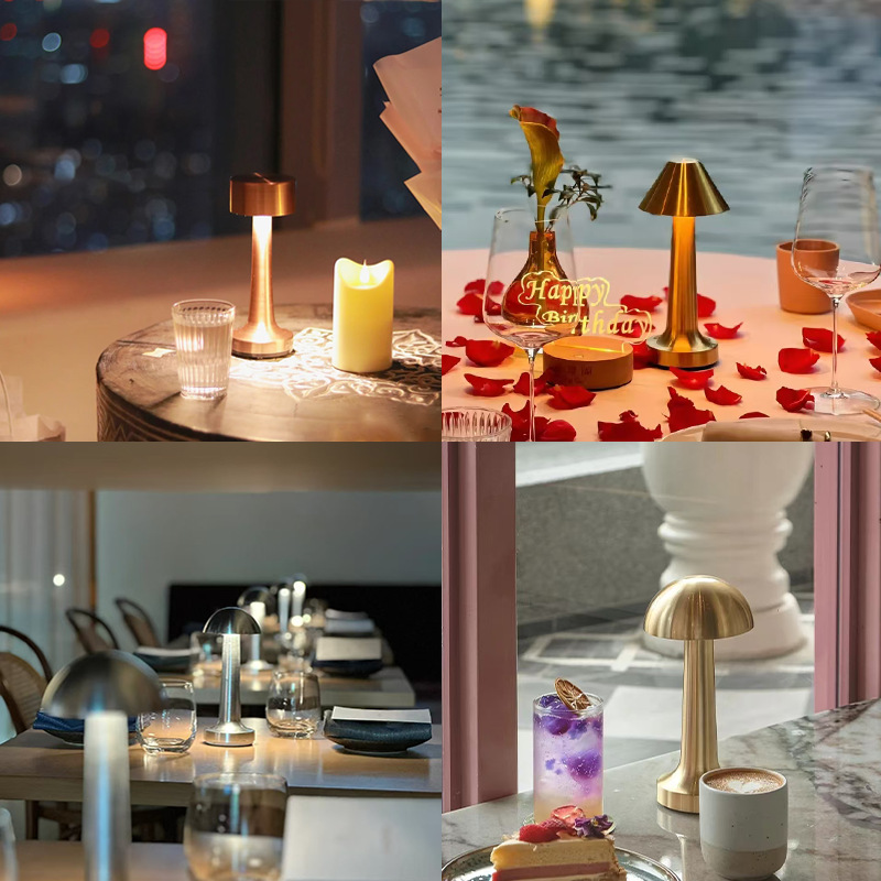 Amazon Hot Sale lámpara de mesa de comedor hierro forjado tacto bar atenuable atmósfera de decoración de mesa al aire libre recargable lámpara de noche image 5
