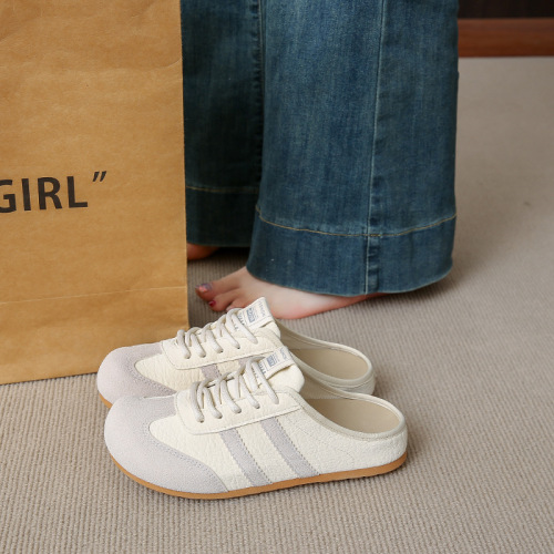 Baotou slippers women's summer outdoor wear 2025 new super popular German training shoes half slippers white sneakers slip-on Forrest Gump shoes