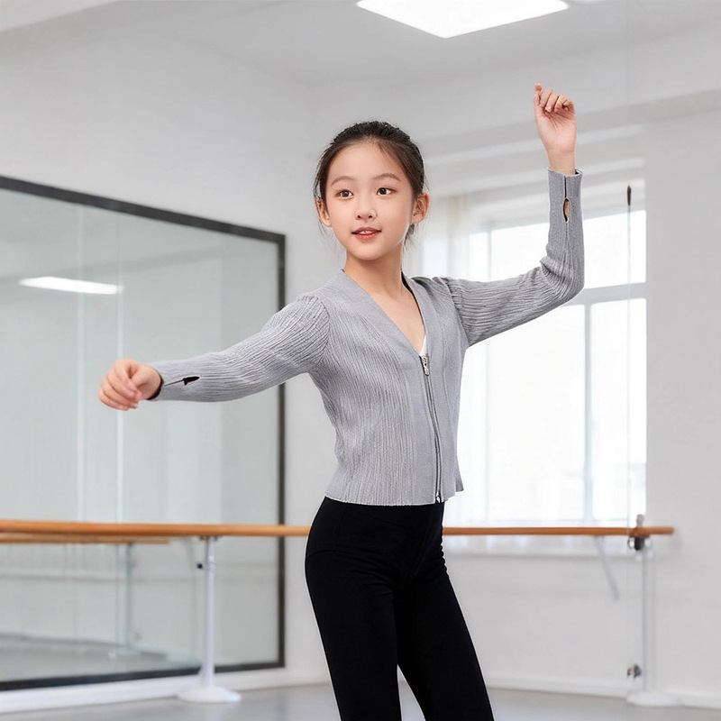 Children's Dance Practice Clothes, High-End New Zipper Knitted Cardigan Sweater, Ballet Clothes, Shawl Jacket for Practice