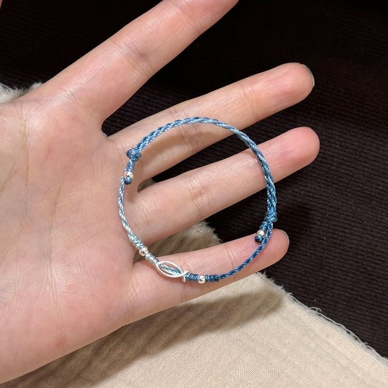 深海の魚の小さな魚の編み込みブレスレット完成品青い小さな魚のブレスレット親友へのギフトとして|undefined