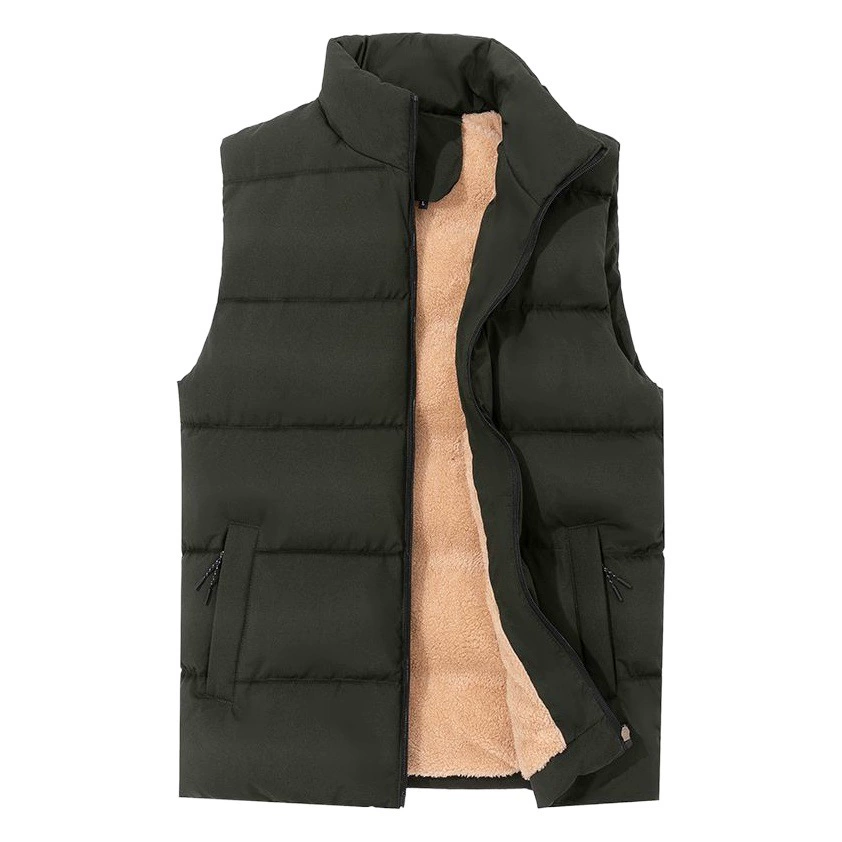Мужской деловой повседневный жилет для весны и осени в корейском стиле, с воротником-стойкой, больших размеров, с флисовой подкладкой, теплая куртка-пуховик для мужчин