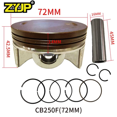 ZONGSHEN CB250F Italika Vortx 250 üçün 72mm motosiklet porşeni