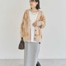 外贸单日系2025年秋冬新款时尚宽松V领开衫外套休闲斑纹针织上衣