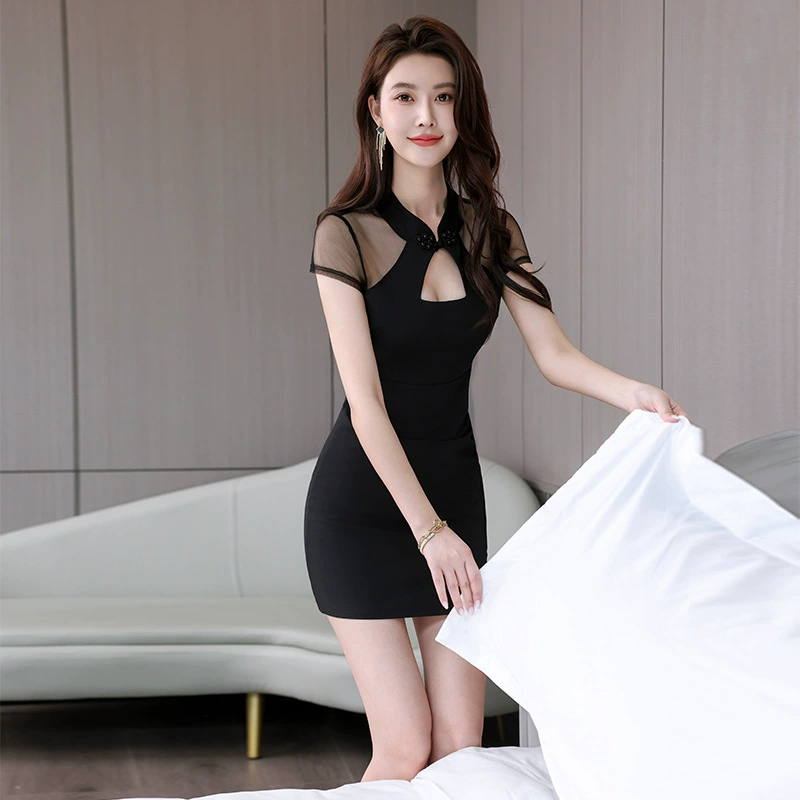 Полое сексуальное облегающее платье для ночного клуба, утягивающее массаж ног, рабочая одежда Xia Xin, китайская ванночка для ног, техник для ванночки для ног, Cheongsam