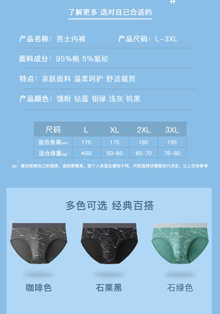 50支精梳棉男士内裤性感无痕抗菌纯棉全棉三角裤头男工厂厂家批发详情8