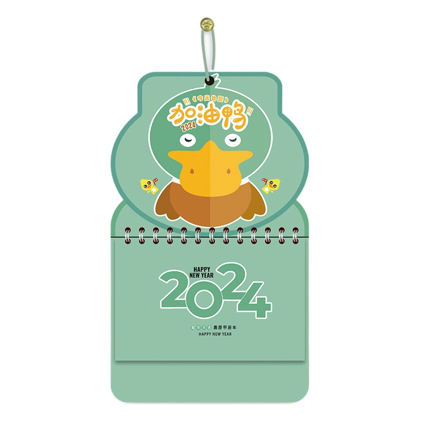 Настольный мини-календарь на 2026 год с золотым тиснением «Год Лошади», портативный, с милым мультяшным дизайном, ежемесячный, с подвеской