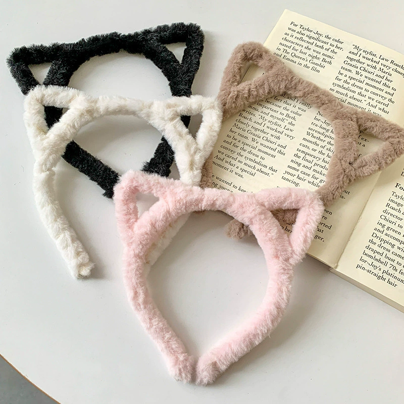Мультяшная Милая трехмерная плюшевая повязка для волос с кроличьими ушками, имитация кроличьих волос, заколка для волос в Корейском стиле, кошачьи уши, аксессуары для волос, повязка на голову для мытья лица