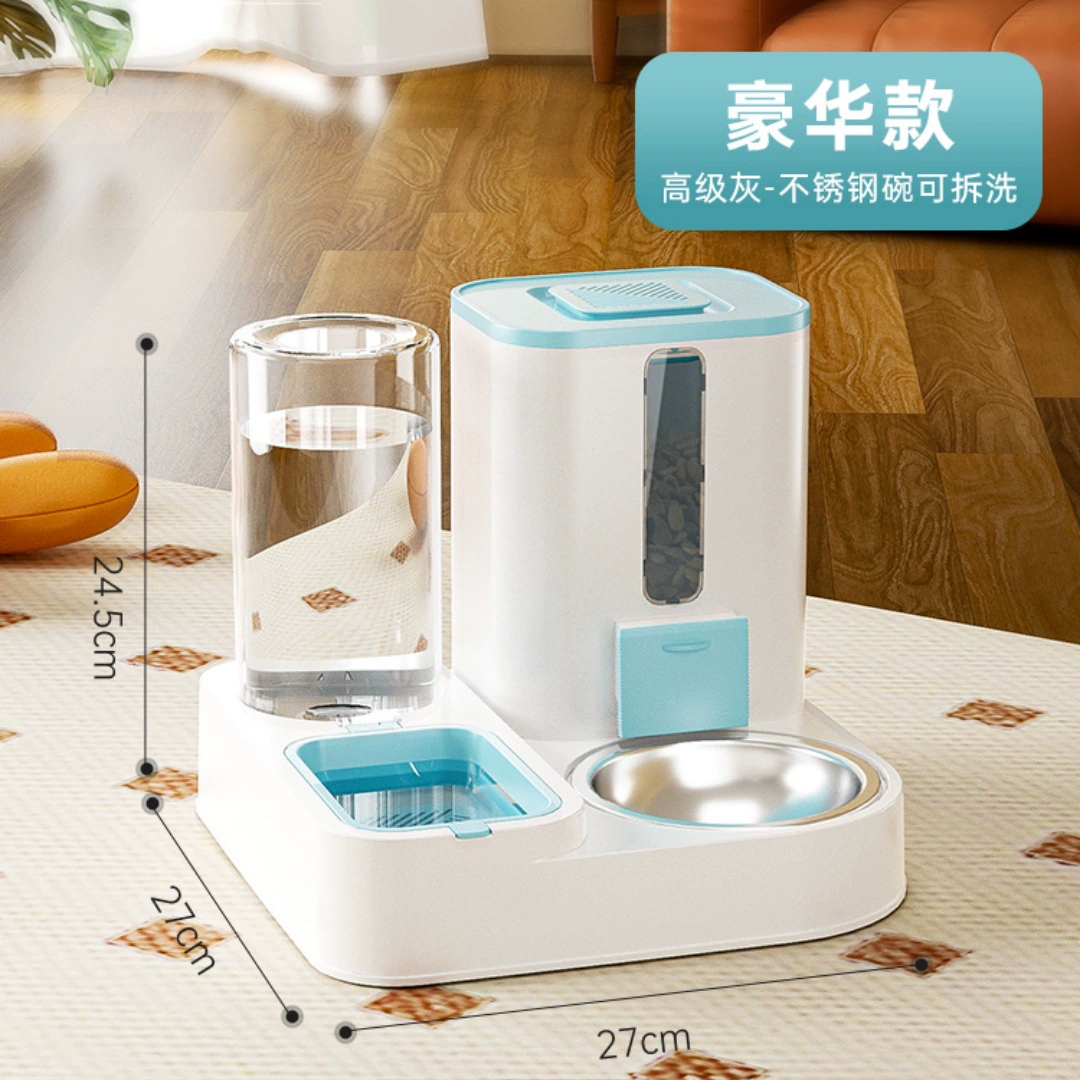 Cat bowl, dog bowl cat food bowl cat cat food automatic feed device drinking water integrated cat pot ceramic pet drink water double bowl