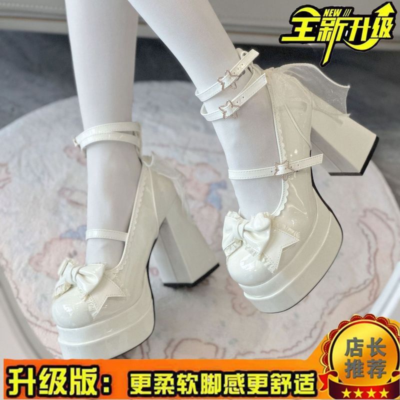 奶芙派对浅蓝现货洛丽塔鞋圆头皮鞋甜美可爱4.0Lolita派对高跟鞋|undefined