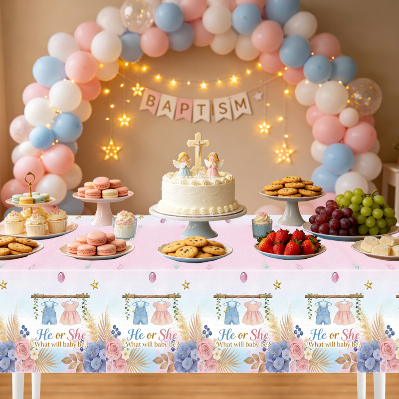 Amazon's New Baby Gender Reveal Theme Tablecloth Disposable Atmosphere-Creating Birthday Party Decorations