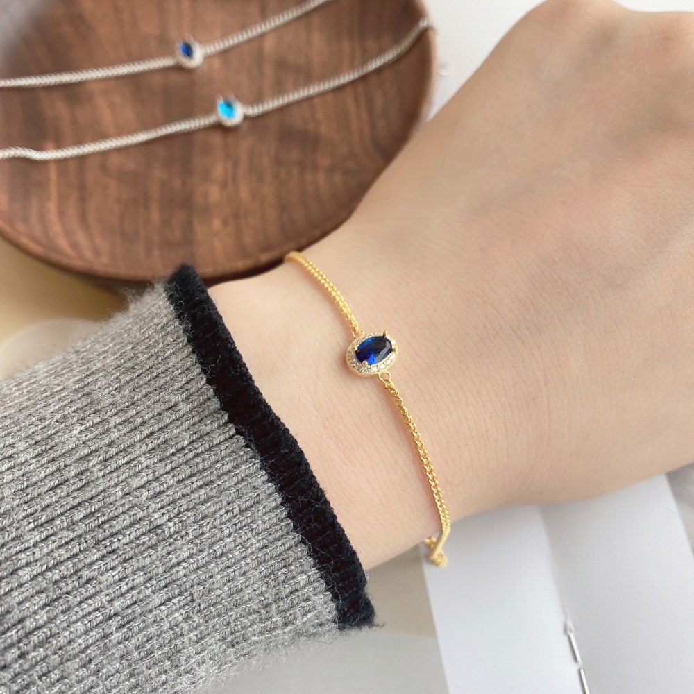 Retro Geometric Sterling Silver Inlay Zircon Bracelets 1 Piece