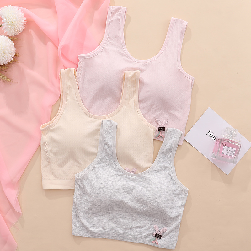 여아 속옷 순면 스포츠 조끼 충격 방지 달리기 중학교 고등학교 학생 여성 발달 여름 얇은 브래지어