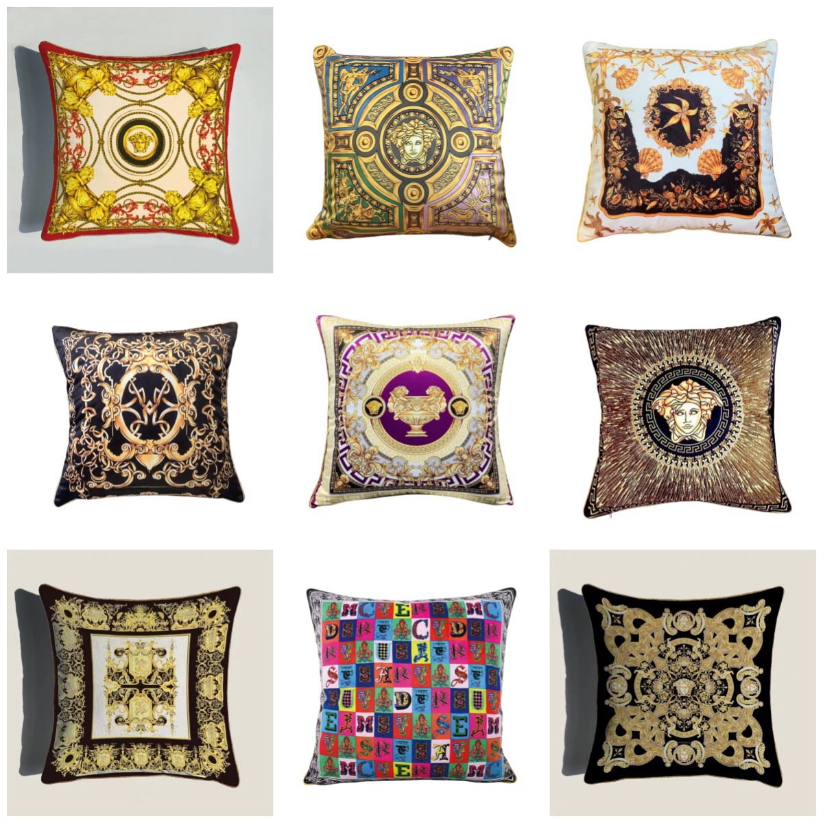 Light Luxury Palace Style Golden Luxury Leather Sofa Decorative Pillow Model Room Living Room Square Cushion with Core Cross-Border