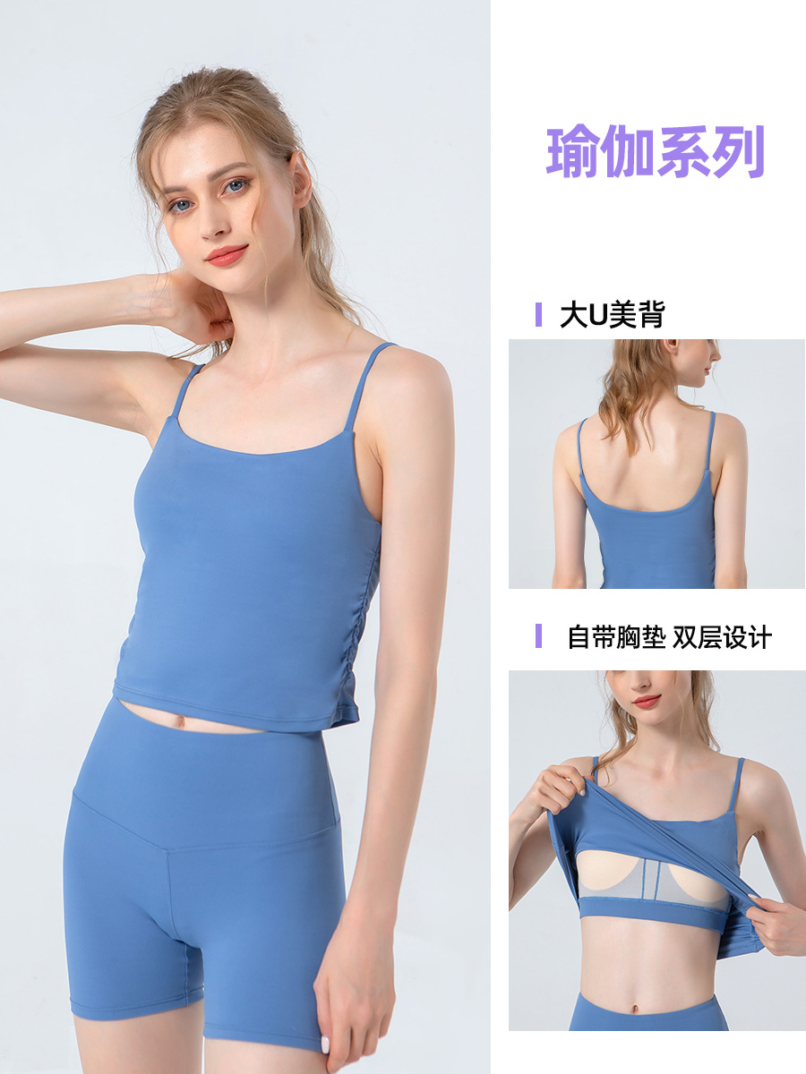 Lulu ropa interior deportiva de una pieza para mujer cintura plisada entrenamiento fitness sujetador sexy sling yoga chaleco