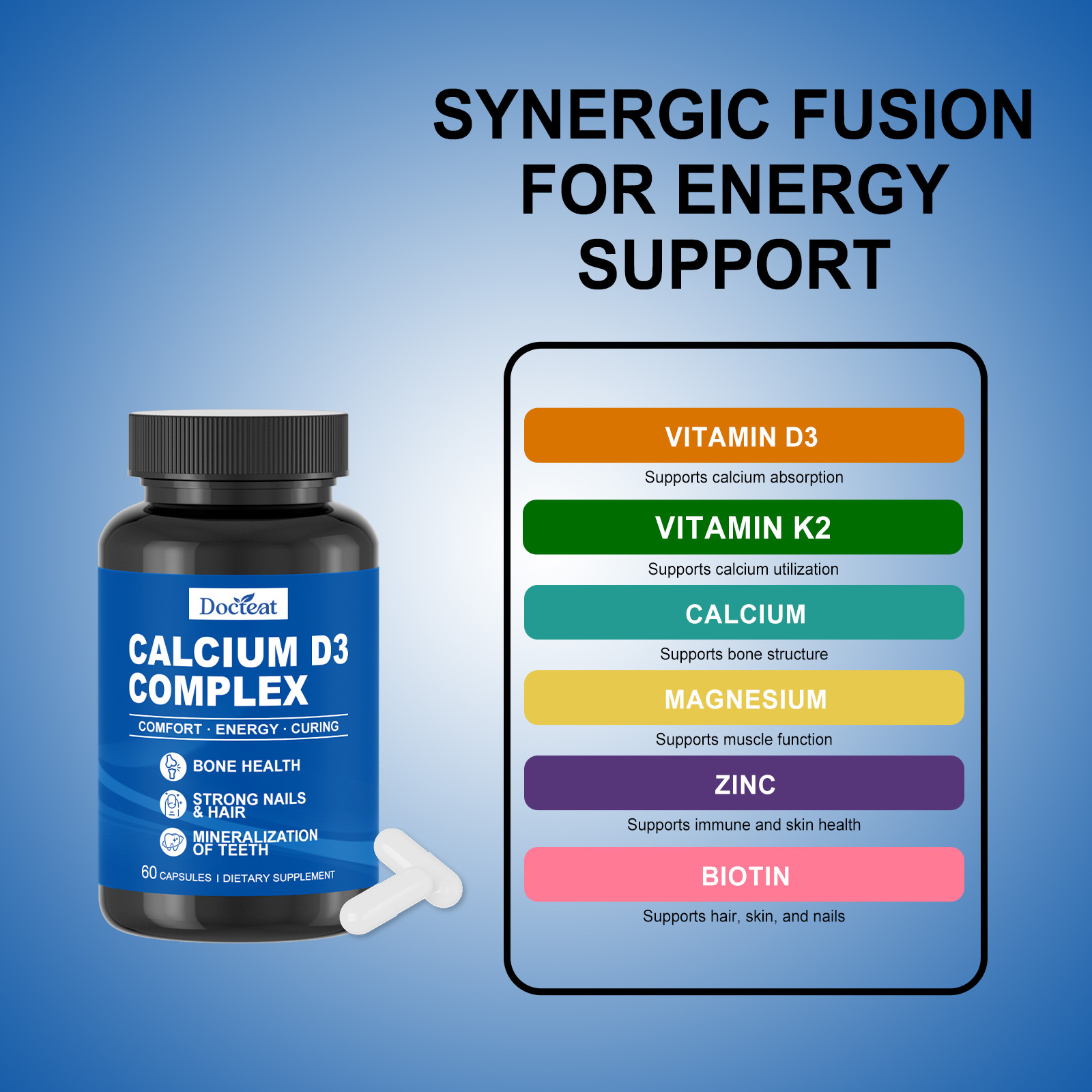 DOCTEAT 每日矿物质补充胶囊 强韧指甲毛发骨骼牙齿舒适复合补充