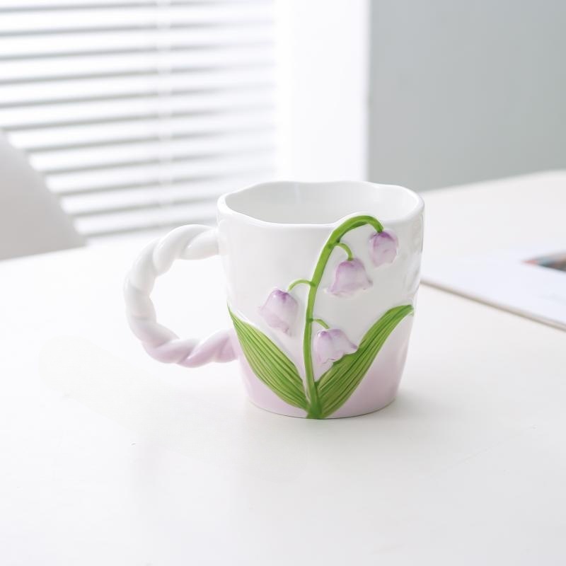Hermosa orquídea Taza de cerámica taza de agua hogar exquisito elegante taza de café taza de té regalo