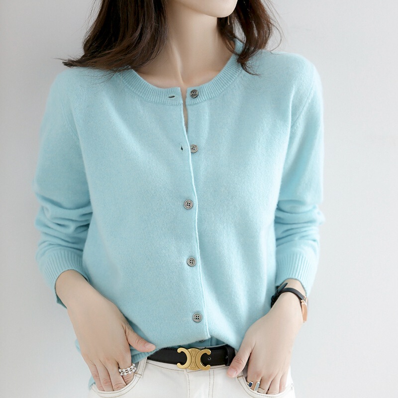 New Round Neck Knitted Cardigan Sweater Jacket for Women, Spring and Autumn Non-Wool Cardigan, Long-Sleeved Knitted Top Cardigan Jacket New Round Neck Knitted Cardigan Sweater Jacket for Women, Spring and Autumn Non-Wool Cardigan, Long-Sleeved Knitted Top Cardigan Jacket