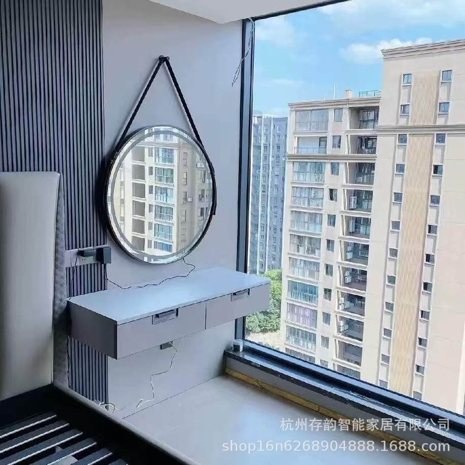 Espejo de pared de alta definición baño dormitorio cinturón ajustable hotel residencial espejo de baño redondo colgable