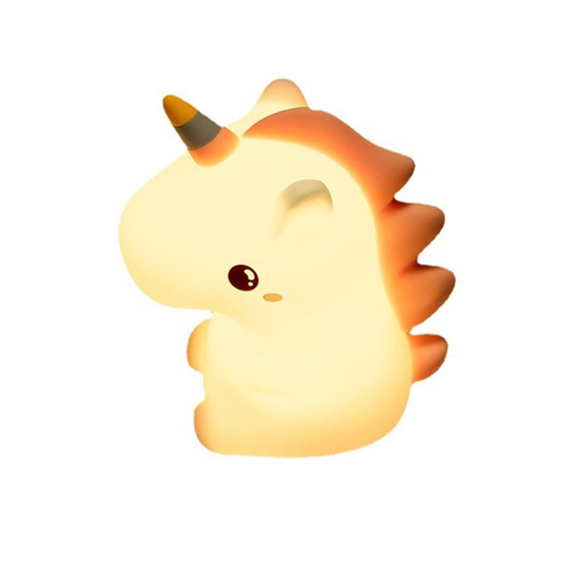 Lámpara de Noche de Silicona con Forma de Unicornio Tactil con Luz de Ambiente para Dormitorio