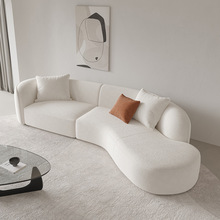 弧形沙发客厅小户型异形大气米白色布艺设计师网红多人位现代简约