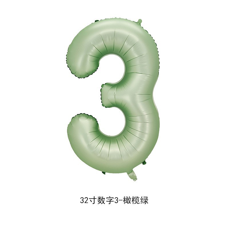 Versión estadounidense transfronteriza de 32 pulgadas verde oliva cumpleaños fiesta digital decoración de escena diseño película de aluminio papel de aluminio globo al por mayor