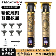 源头厂家跨境家用数显理发器专业雕刻电推剪复古油头推电动静音