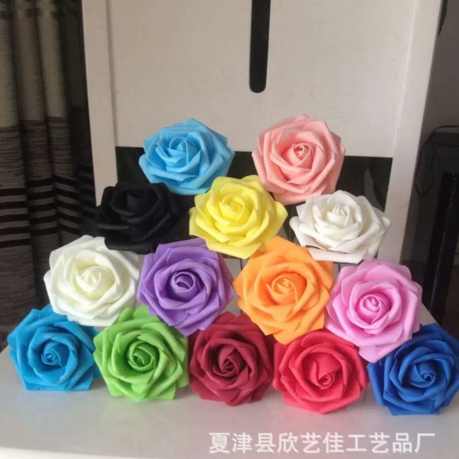 厂家直销8CM仿真玫瑰花头PE泡沫花婚庆拱门新娘手捧花球材料