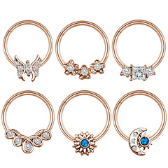 Factory Direct Supply European and American Stainless Steel Nose Ring Closed Ring with Diamond Zirconia Nose Ring Moon Pearl Nose Jewelry Body Piercing