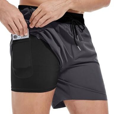 Men's Sports Shorts Lightweight Quick-Drying Fitness Dual-Purpose Shorts Mesh Running Sports Shorts Hiking Shorts