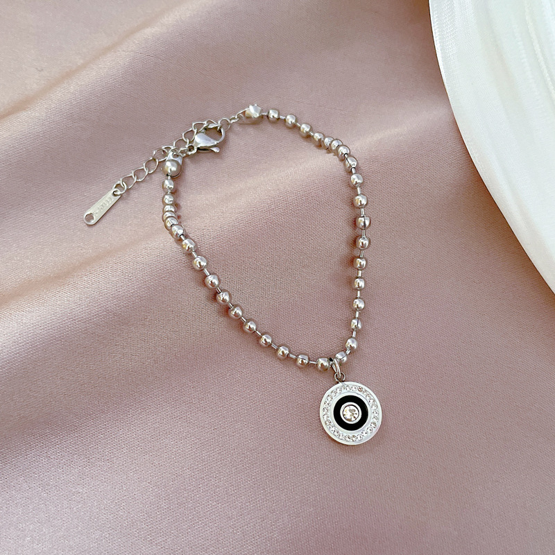 Bracciale a catena con perline in acciaio titanio anello romano donna_voghion.com