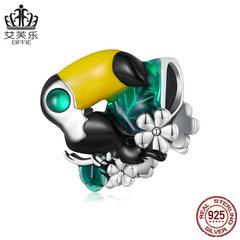 艾芙樂s925純銀精緻叢林小鳥diy串珠珠子女批發散珠跨境SCC2520