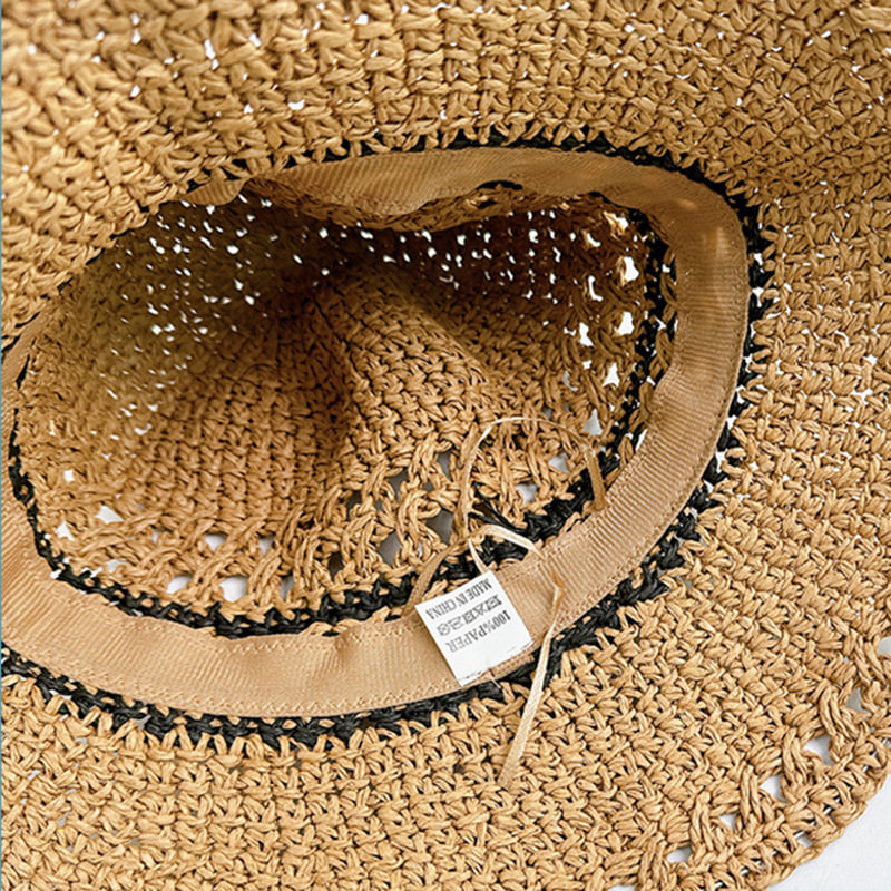 Big Eaves Rim Women's Casual Style Vacation Solid Color Big Eaves Shearling Hat Straw Hat