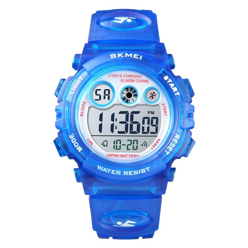 Skmei explosión multifuncional impermeable niño reloj colorido led luz nocturna transparente reloj electrónico de estudiantes al por mayor