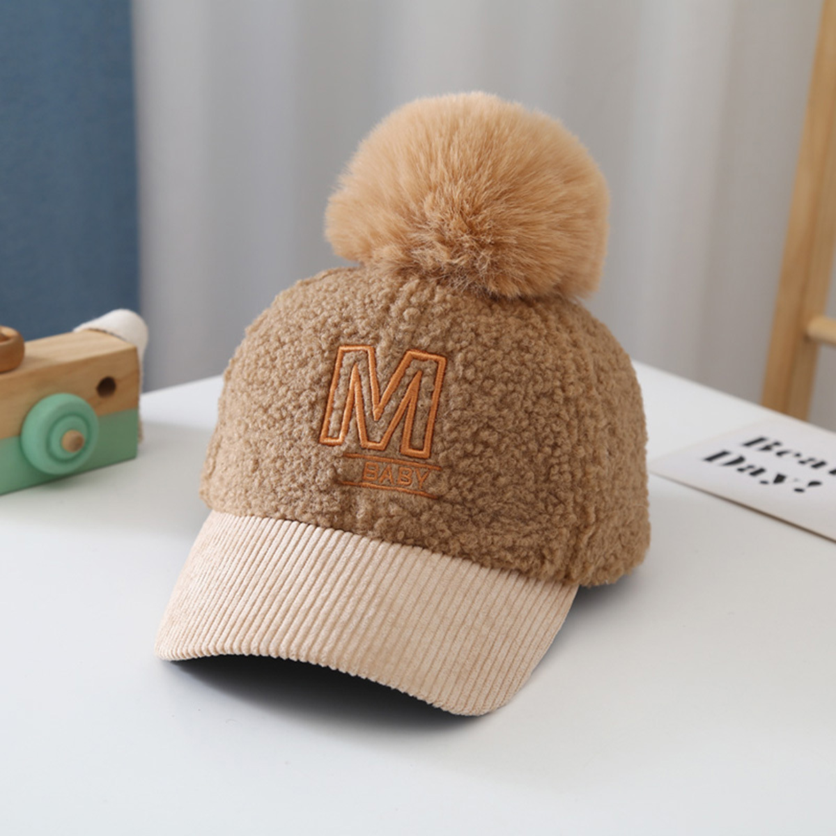 Korean Children's Embroidery Letters Teddy Wool Baseball Cap Wholesale Nihaojewelry display picture 6