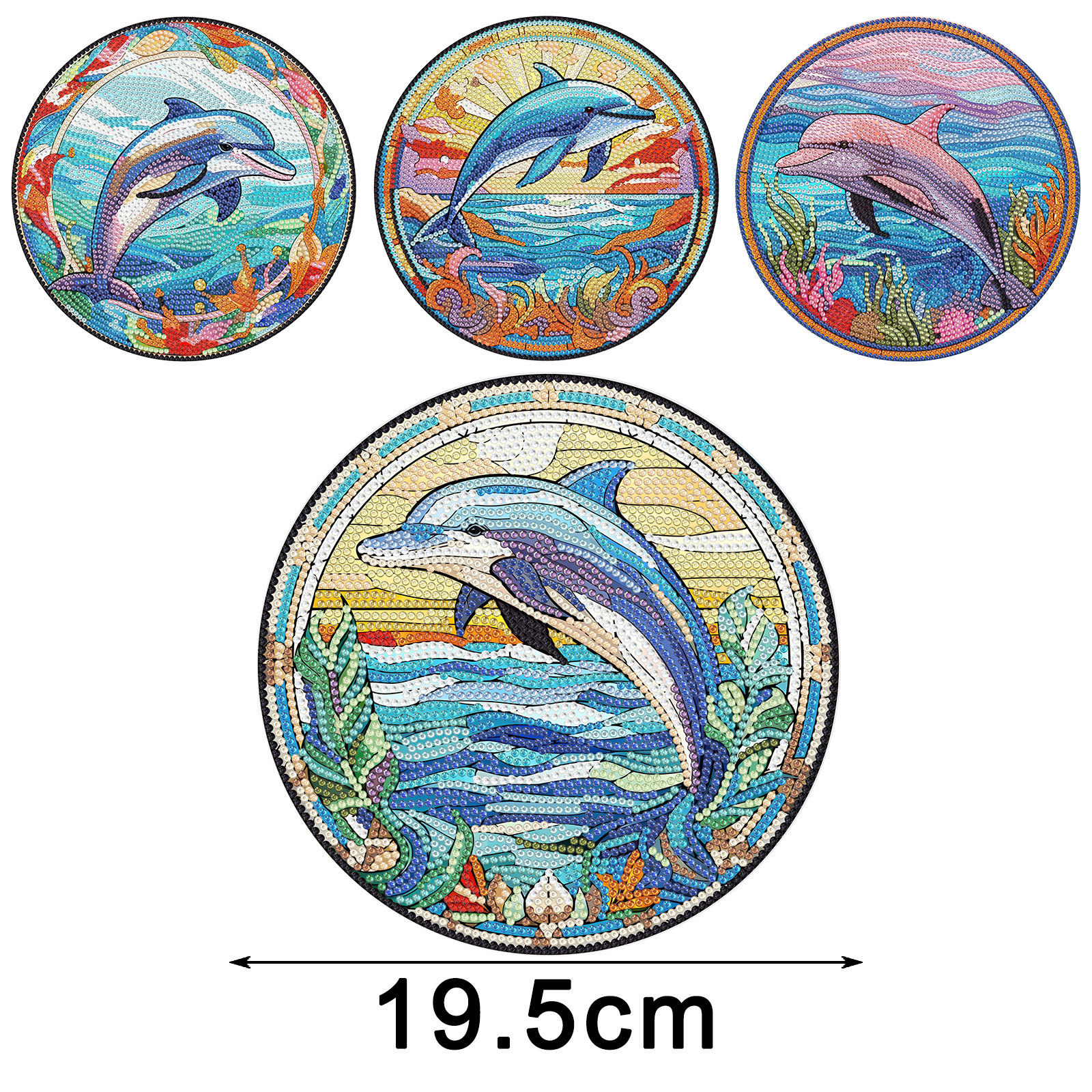 Accesorios para pintura de diamantes, juego de cuatro manteles individuales acrílicos DIY, decoraciones creativas de mandala y flores para restaurantes, disponibles para distribución.