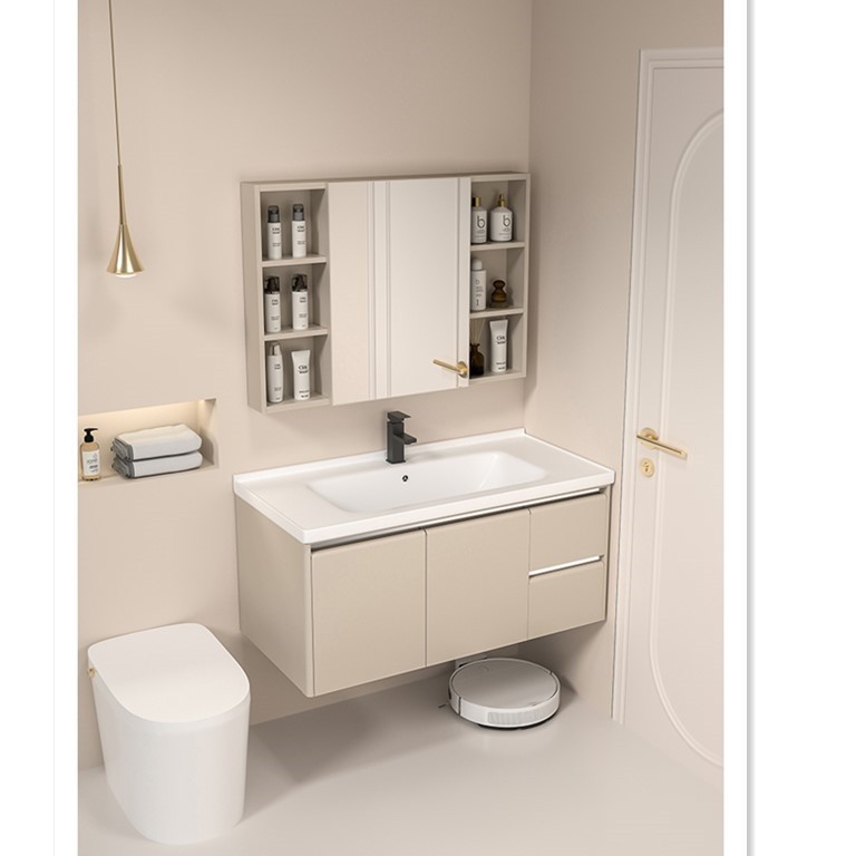 Baño sanitario moderno simple panal de abeja gabinete de baño combinado lavabo de baño lavabo cerámico integral lavabo lavabo