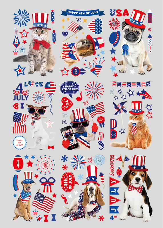 Día DE LA Independencia del Amazonas Día DE LA Independencia Americana pegatinas electrostáticas pegatinas de ventana perrito creativo pegatinas decorativas de pared