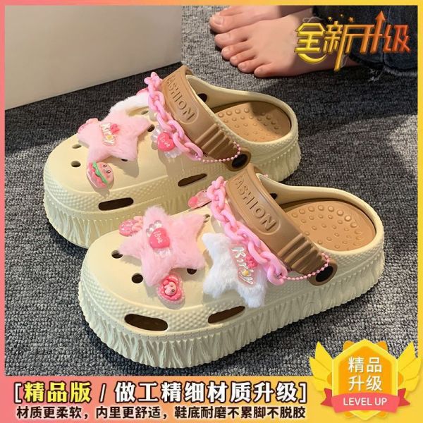 Spot super hot 2024 primavera y verano zapatos de suela gruesa EVA para adultos para mujeres zuecos transpirables aumentados para playa junto al mar